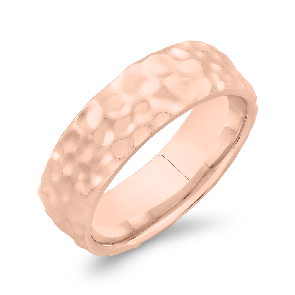 The Moon Ring | 7.0mm Wide Hammered Band