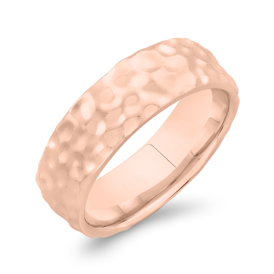 The Moon Ring | 7.0mm Wide Hammered Band