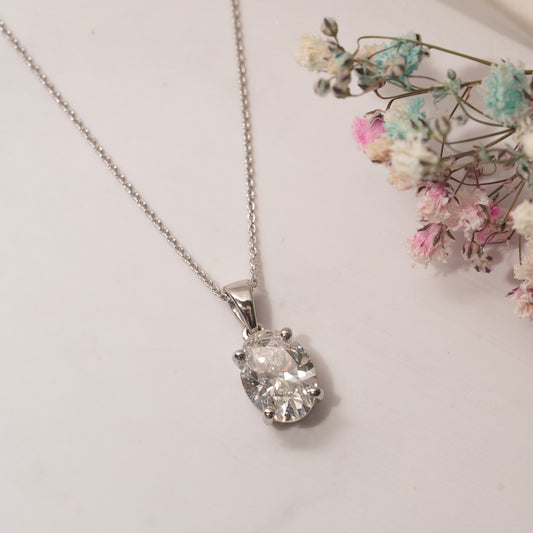 The Calia Pendant | Classic Oval Lab Diamond Four Claw Solitaire