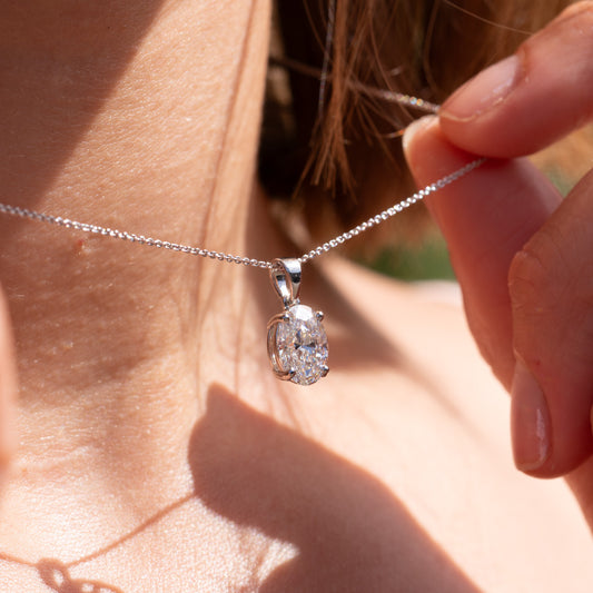 The Calia Pendant | Classic Oval Lab Diamond Four Claw Solitaire