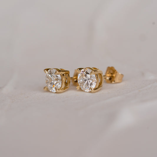 The Camille Earrings with 2.0ct lab-grown diamond studs set in 9k yellow gold