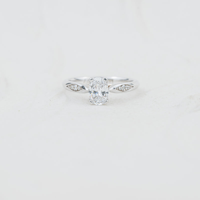 The Celia | Oval Cut Lab Diamond Accented Solitaire Engagement Ring