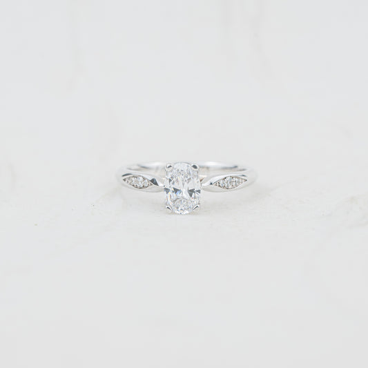 The Celia | Oval Cut Lab Diamond Accented Solitaire Engagement Ring