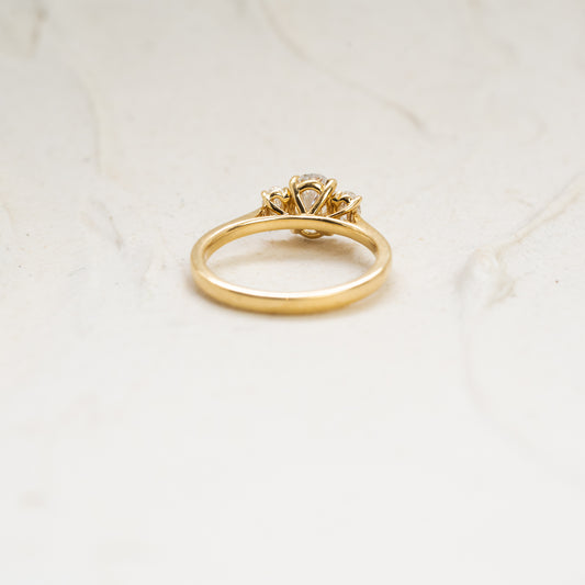 The Cinta | 1.60tcwt Oval Cut Lab Diamond Trilogy Engagement Ring in 18k Yellow Gold