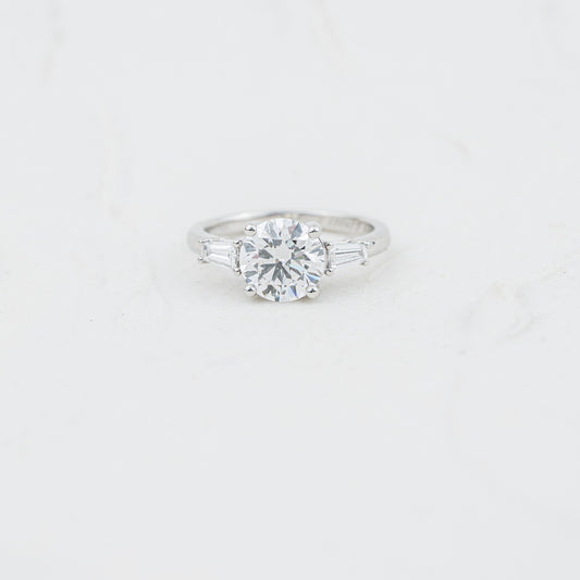 The Clementine | Round & Tapered Baguette Lab Diamond Trilogy Engagement Ring