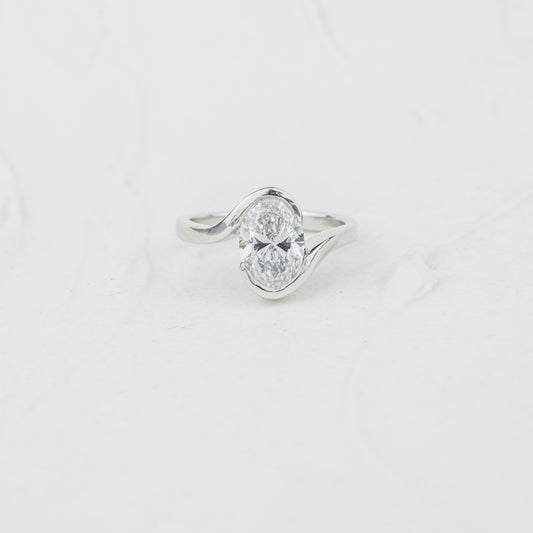 The Coralie | Oval Lab Diamond Bipass Solitaire Engagement Ring