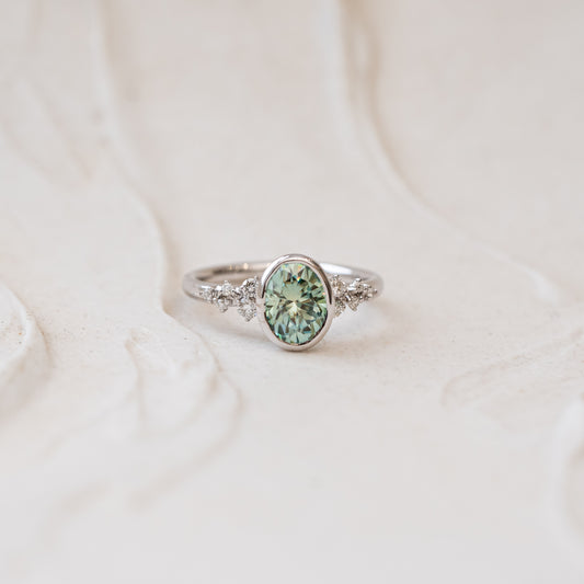 The Cypress | Seafoam Oval Moissanite Ring