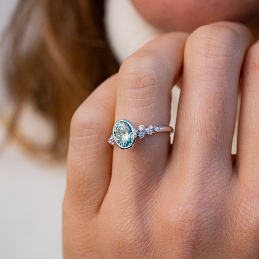 The Cypress | Seafoam Oval Moissanite Ring