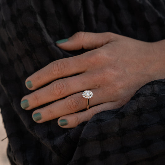 The Fleur | 1.05ct Oval Lab Diamond Vintage Halo Engagement Ring