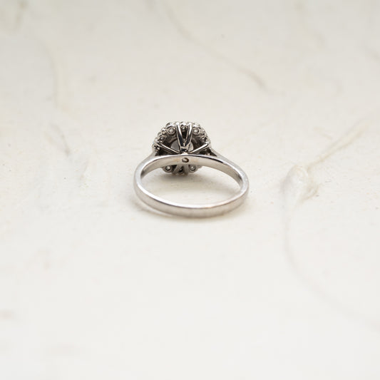 The Dahlia | 0.75ct D-E VVS1 Round Halo Engagement Ring in 18k White Gold
