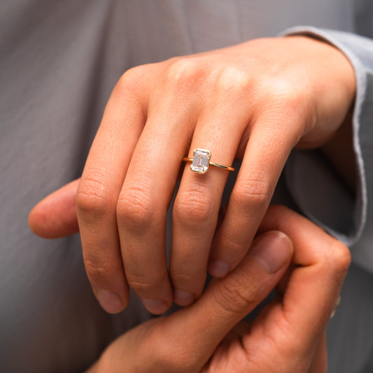 The Danae Ring | Emerald Lab Diamond Modern Engagement Solitaire