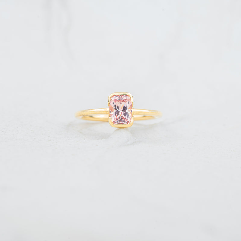 The Danae - Coloured Diamond | Cushion Cut Lab Diamond Half Bezel Solitaire Engagement Ring