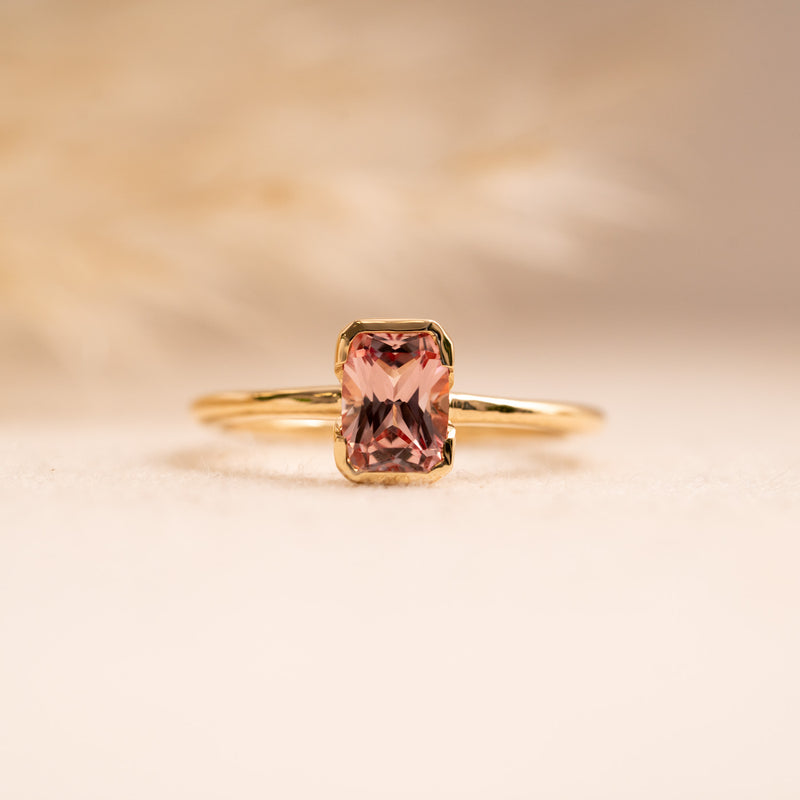 The Danae | Champagne Sapphire Cushion Cut Solitaire Engagement Ring