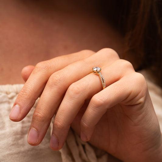 The Delfi Ring | 1.45ct D VVS2 Lab Diamond Round Accented Vine Engagement 18K Yellow Gold