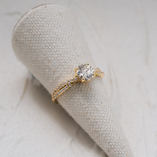The Delfi Ring | 1.45ct D VVS2 Lab Diamond Round Accented Vine Engagement 18K Yellow Gold