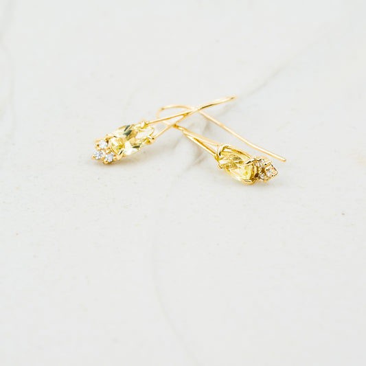 The Demelza Earrings | VS1 D-E Lab Diamonds. Ethical Gemstones. 100% Recycled 9k Gold Drop