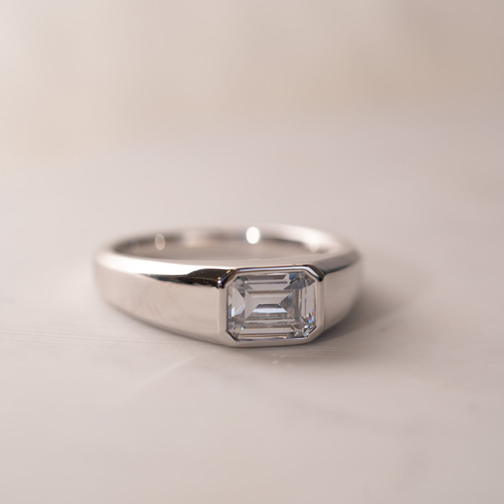 The Dillon Ring | Emerald Lab Diamond Statement Signet Solitaire | Engagement