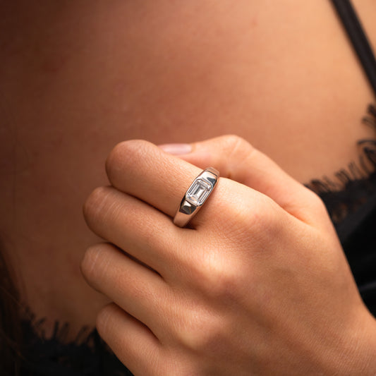 The Dillon Ring | Emerald Lab Diamond Statement Signet Solitaire | Engagement