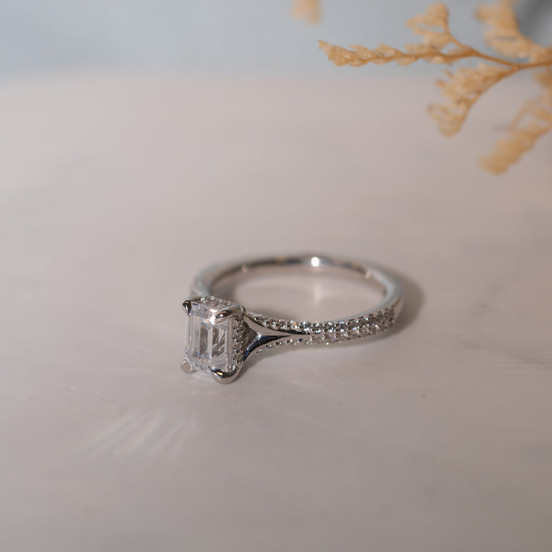 The Effie Ring by Ethica Diamonds with emerald cut lab grown diamond