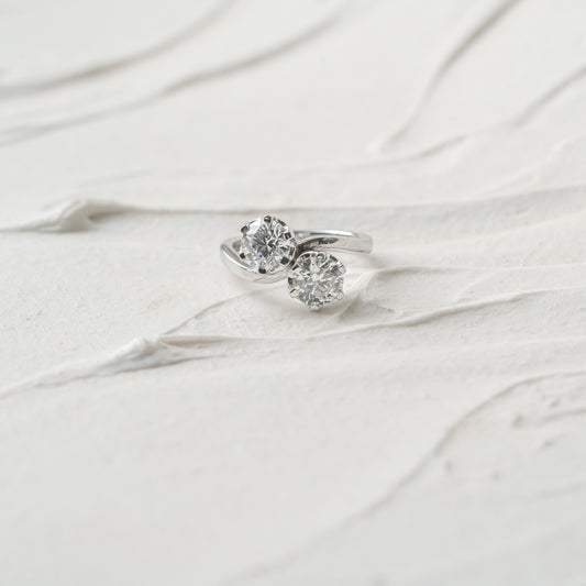 The Elysia | Round Lab Diamond Toi Et Moi Wave Vintage Engagement Ring