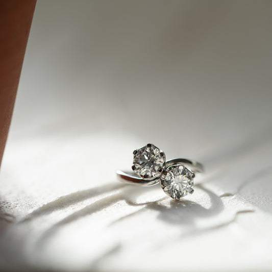 Diamond engagement ring set in platinum. Ethical and eco friendly diamond luxury 