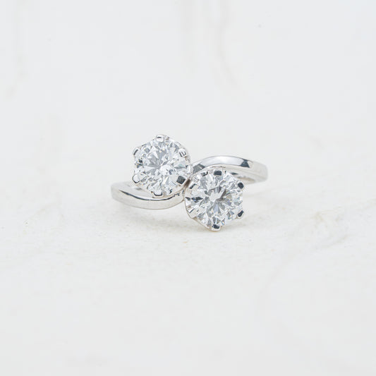 The Elysia | Round Lab Diamond Toi Et Moi Wave Vintage Engagement Ring