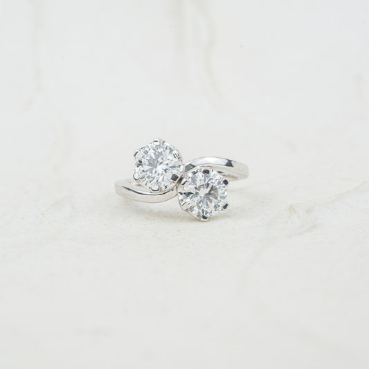 The Elysia | Round Lab Diamond Toi Et Moi Wave Vintage Engagement Ring