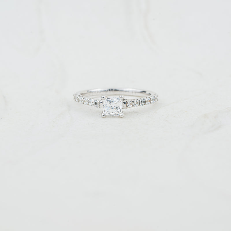 The Estella | Princess Cut Lab Diamond Shoulder Set Engagement Ring