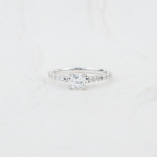 The Estella | Princess Cut Lab Diamond Shoulder Set Engagement Ring