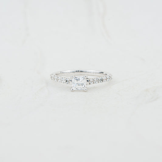 The Estella | Princess Cut Lab Diamond Shoulder Set Engagement Ring