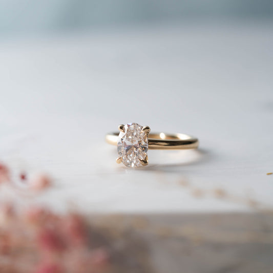 The Sira Ring | 1.27ct H VS1 Oval Cut Lab Diamond Hidden Halo Engagement Solitaire