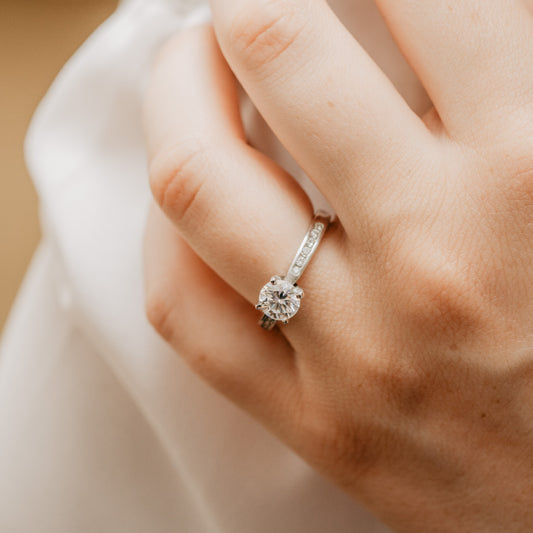 The Alexa Ring | 1.0ct D-E VVS1 Tiffany Engagement Shoulder Set 950 Platinum