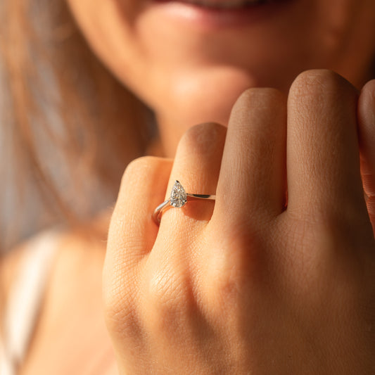 The Ali Ring | Pear Lab Diamond Dainty Engagement Solitaire