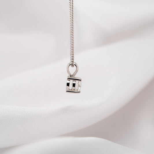 split bail diamond pendant in platinum side view