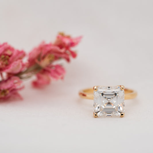 The Elissa Ring | Asscher Lab Diamond Dainty Engagement Solitaire