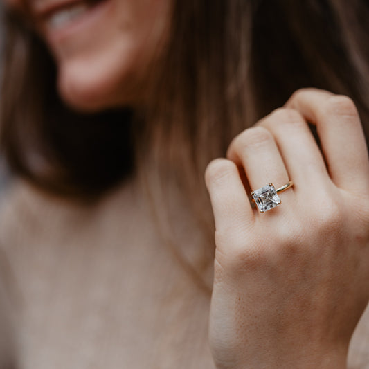 The Elissa Ring | Asscher Lab Diamond Dainty Engagement Solitaire