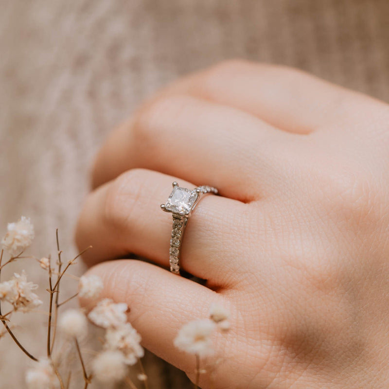 The Estella Ring by Ethica Diamonds with princess cut lab grown diamond