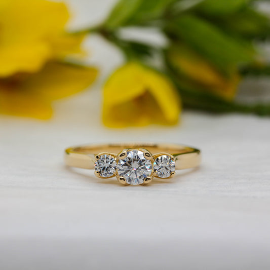 The Felicia | 1.84ct D VS2 Lab Diamond Graduated Trilogy Engagement Ring