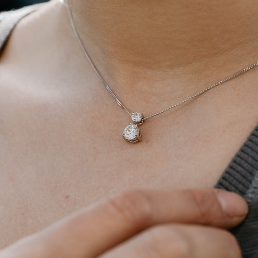 The Maia Pendant | Lab Diamond Two Stone Drop Pendant