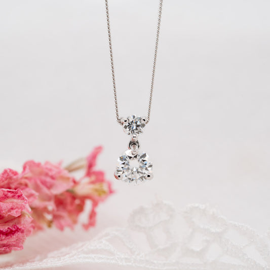 The Maia Pendant | Lab Diamond Two Stone Drop Pendant