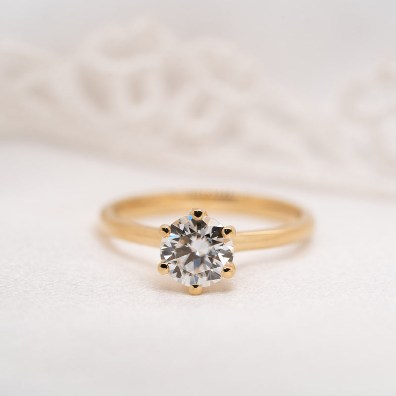 Front view of The Marabelle Tulip Basket Solitaire Ring 