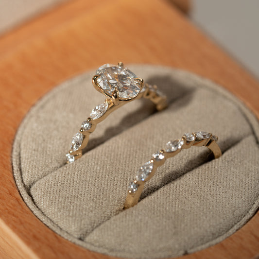 The Nadia Wedding Ring | Marquise and Round Lab Diamond Band