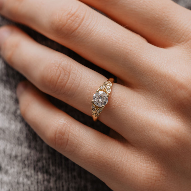 The Sabine | Round Lab Diamond Accented Vintage Engagement Ring