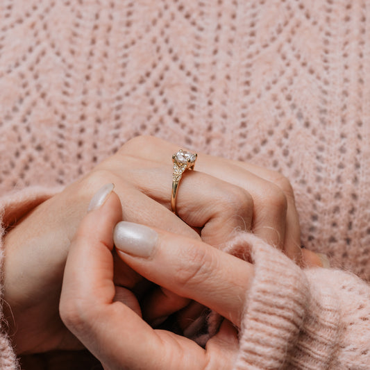 The Sabine Ring | Round Lab Diamond Accented Vintage Engagement