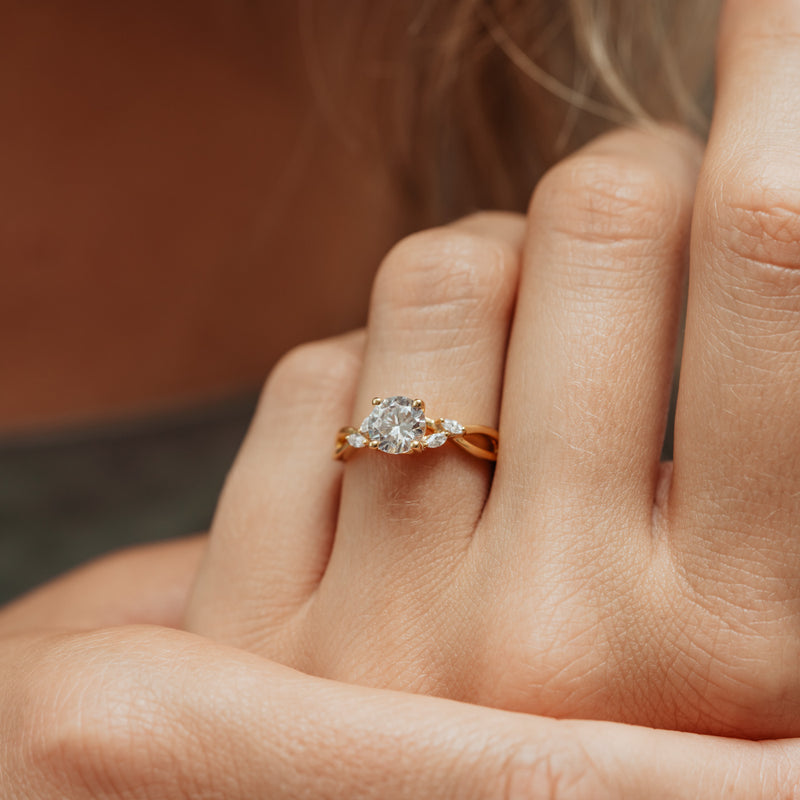 1ct simi by ethica diamonds round lab diamond marquise vine accent engagement ring 