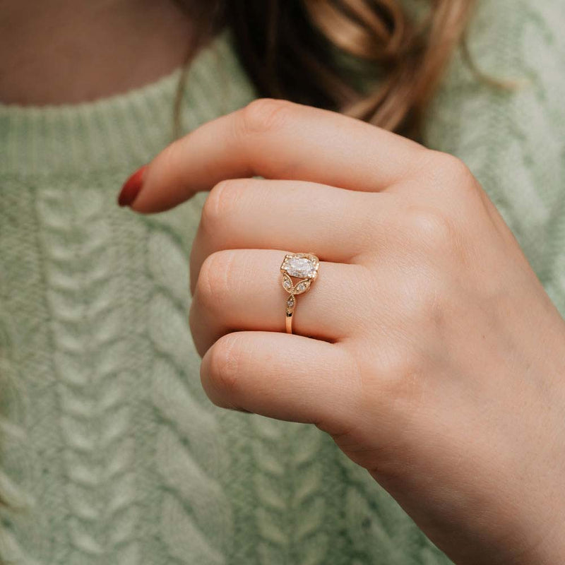 The Theresa | Oval Lab Diamond Accented Nature Inspired Engagement Ring