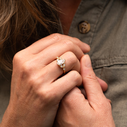 The Theresa Ring | Oval Lab Diamond Accented Nature Inspired Engagement