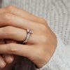The Yasmin Ring | 2.39ct Emerald Radiant Fancy Pink Moissanite Shoulder Set 950 Palladium