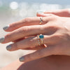 The Evelyn Ring | 2.50ct Emerald Green Moissanite & Trapezoid Lab Diamond Trilogy
