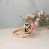 The Evelyn Ring | 2.50ct Emerald Green Moissanite & Trapezoid Lab Diamond Trilogy